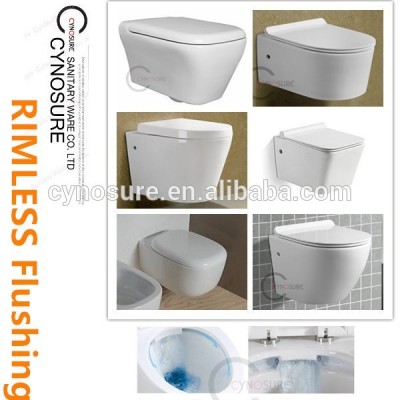 Rimless/Rimfree Wall hung wc toilet, water closet